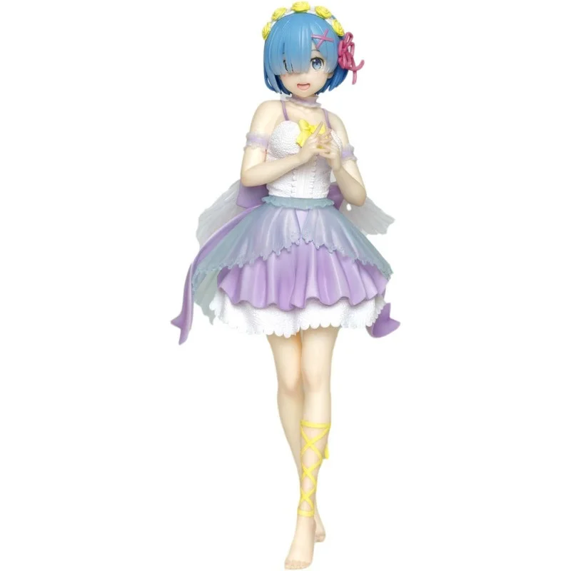 Anime Re:Life In A Different World From Zero Rem Ram Angel Ver. Figure Purple Crystal Dress 18cm Collection Toys Model Xmas Gift | Игрушки и