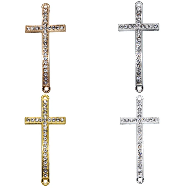 6 шт./лот посеребренные коннекторы с кристаллом Крест Иисуса для изготовления