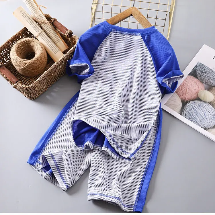 

Boys Short-sleeved Clothing Sets 2021 Summer New Children's Leisure Sports Two-piece Quick-drying T-shirt Thin Elastic Shorts