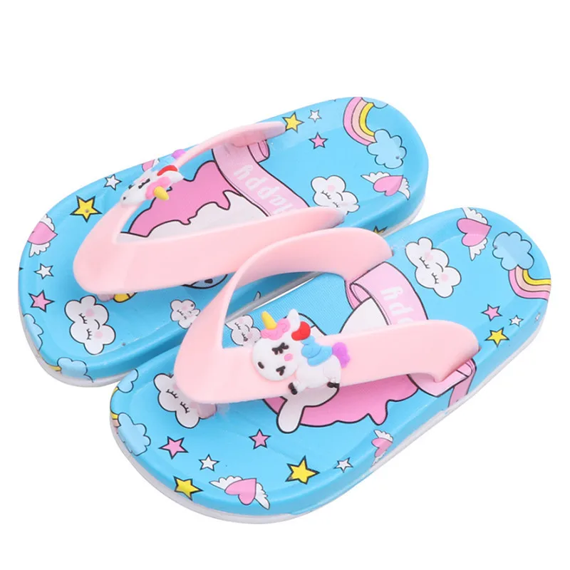 

Summer Fashion Cartoon Unicorn Slippers For Children Boy Beach Casual Shoes Girl Cute Princess Pinch Sandals Kids Home Flip Flop