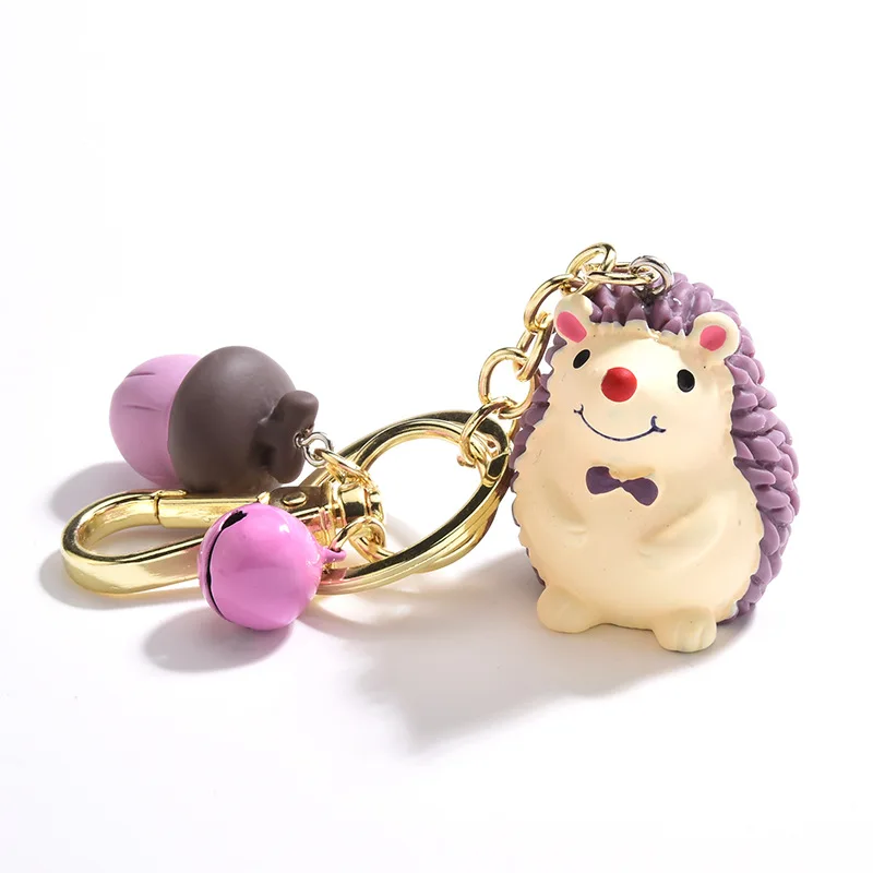 

2020 New Resin Hedgehog Keychain Cute Animal Fashion Lovers Key Chian Children Bag Pendant Accessories Keyring Kids Boy Gift