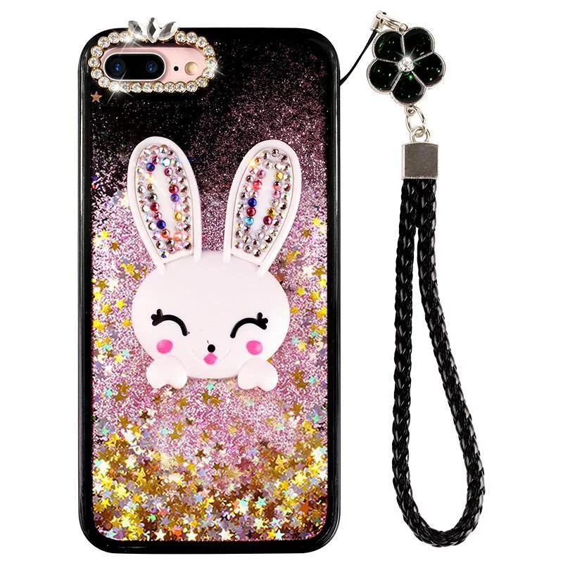 

Rhinestone Lanyard Coque Iphone 11 Iphone 12 Pro Max XR Case Apple 6S 7 8 Xs Max 12 Mini Rabbit Creative Back Cover
