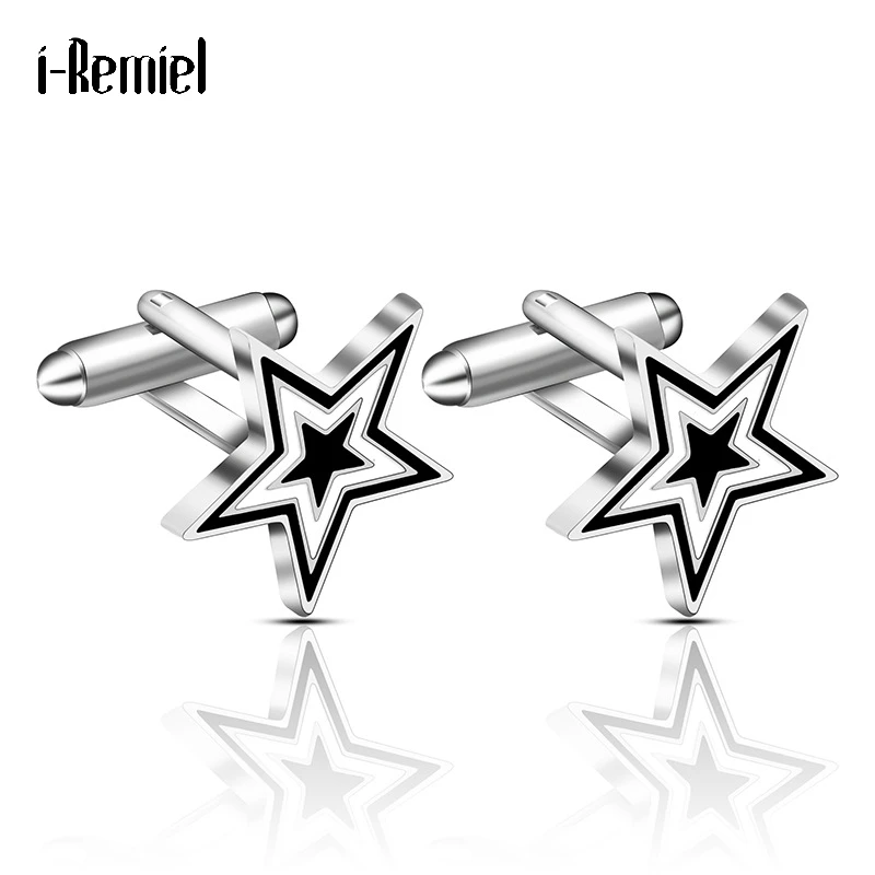 Модные эмалированные запонки со звездами высококачественные с простым рукавом