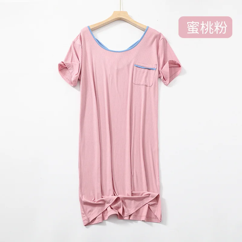 Nightdress Female 2021 Nightgowns New Summer Modal Loose Thin Pajamas Beautiful Back Sexy Long Breathable Dress