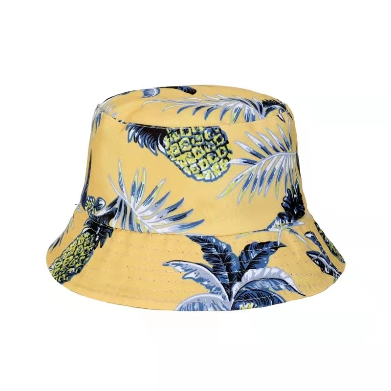 

New Fashion Fruit Pineapple Bucket Hats For Girls Women Two Side Reversible Fisherman Hat Panama Bob Hat Summer Sun Hats