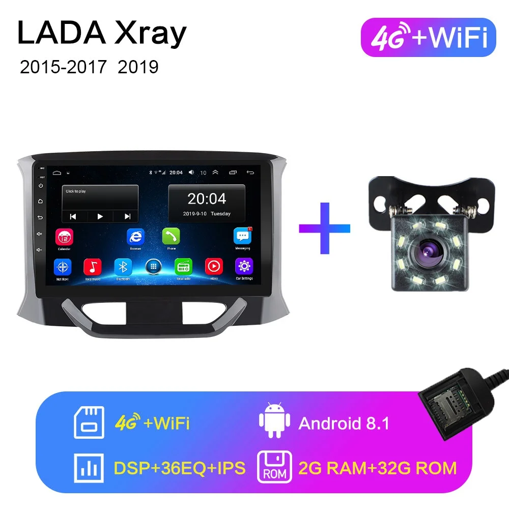 Цвет: желтый 2G+ 32G " 2din Android 8,1 GO автомобильный DVD плеер для LADA X-Ray автомобиль радио gps навигации WI-FI DPS плеер - Цвет: Цвет: желтый