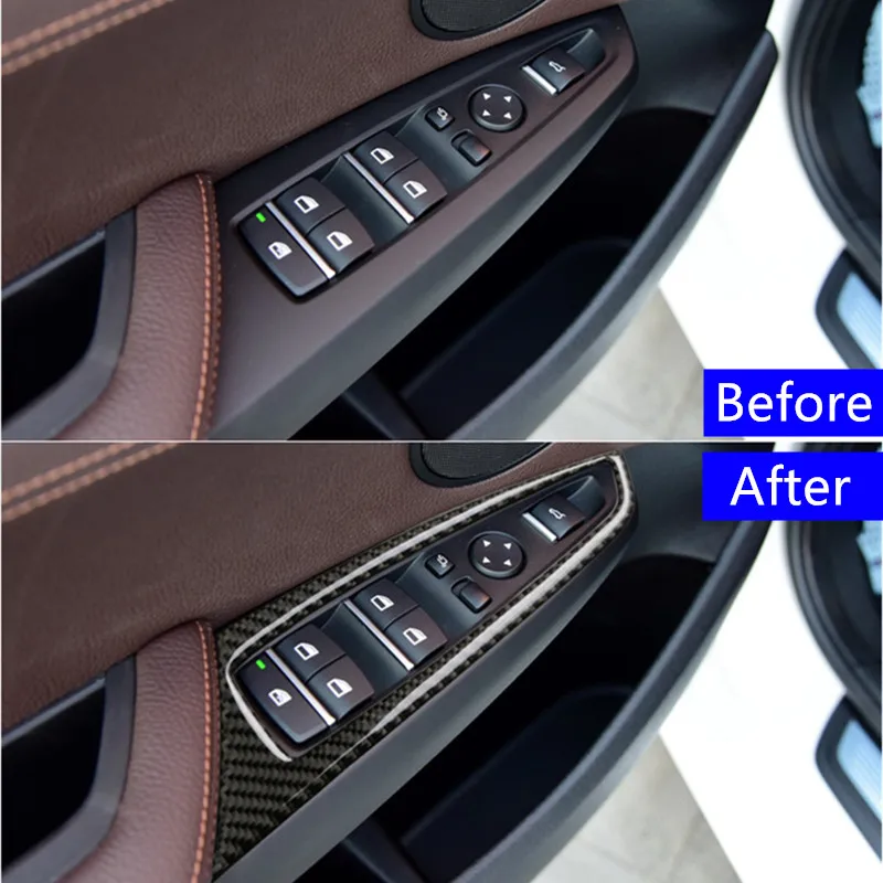 

Carbon Fiber Door Window Glass Switch Buttons Frame Cover Decoration Trim For BMW X3 F25 X4 F26