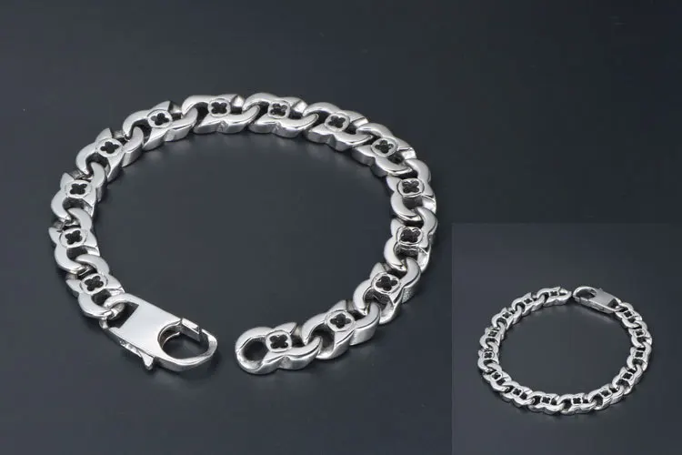 Мужской тяжелый браслет из нержавеющей стали Quatrefoil дизайн ширина 9 6 мм Длина 8