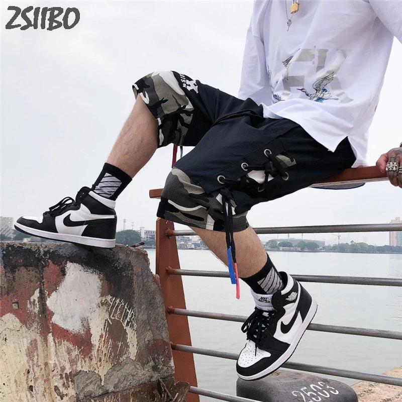 Мужские камуфляжные мешковатые шорты повседневные уличные в стиле хип-хоп с