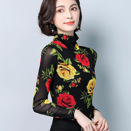 Осень 2020 новый стиль изысканный принт эластичный длинный рукав большой код