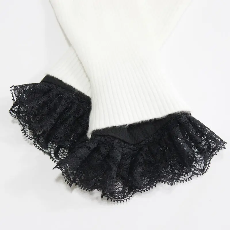 1 пара женские шифоновые кружевные плиссированные накладные манжеты |
