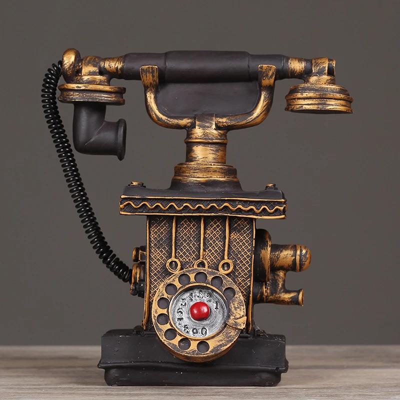 vintage resin telephone money box piggy bank home decoration accessories retro gift old phone model cabinet ornaments craft free global shipping