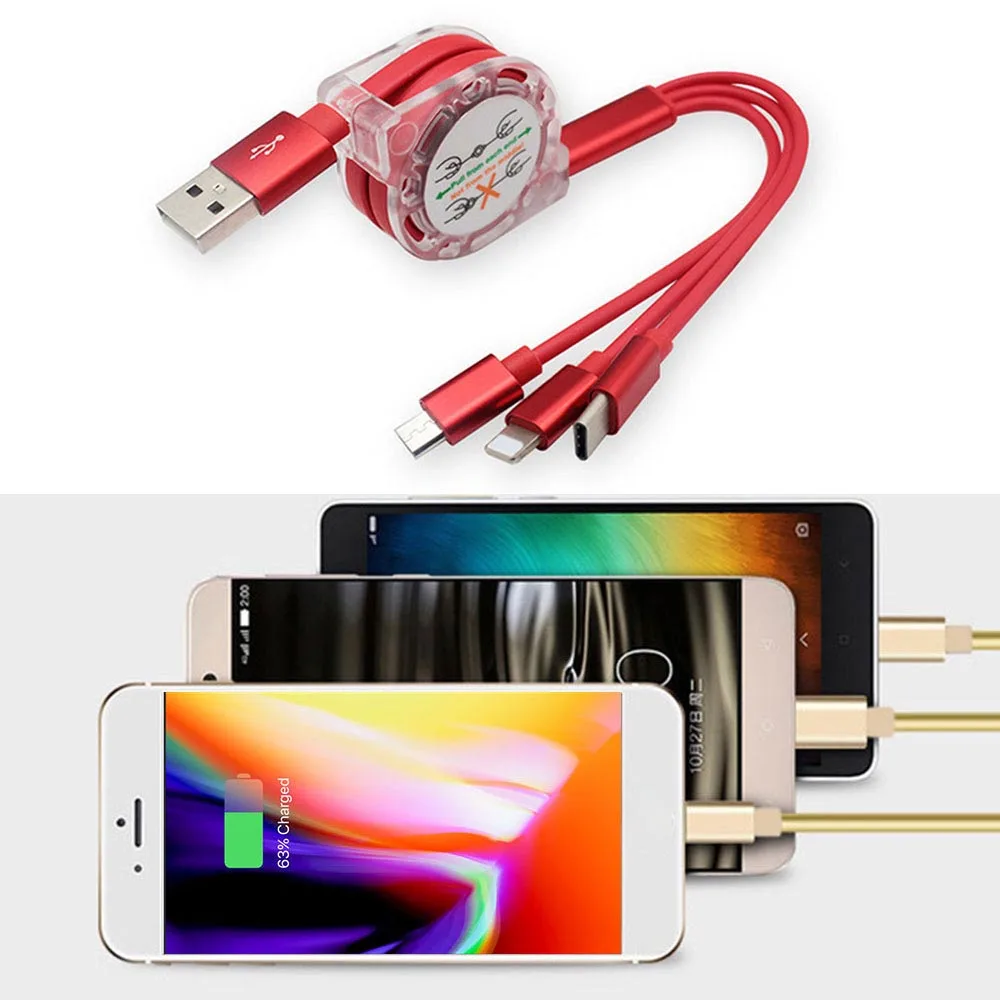 3 в 1 USB кабель для зарядки и передачи данных|Кабели данных| |