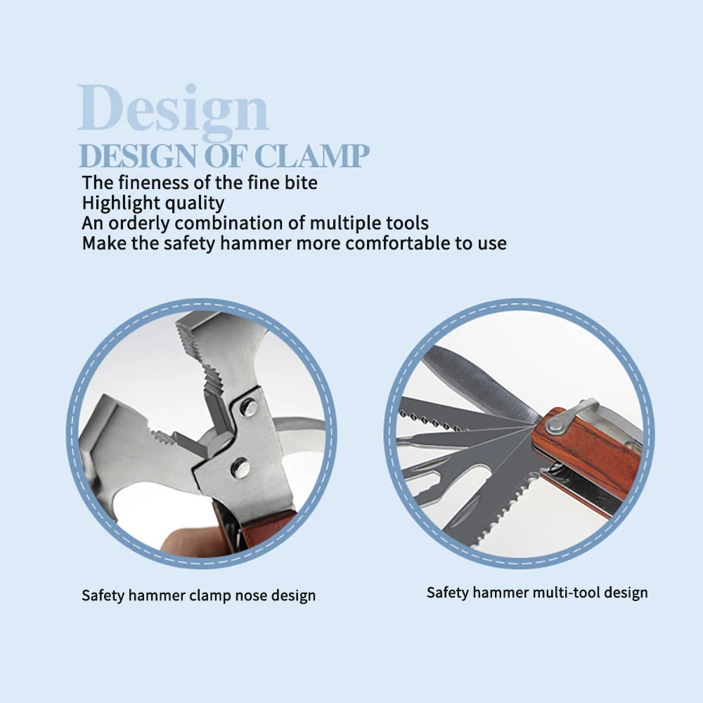 

Outdoor Camping Multifunctiona Survival Tools 16 In 1 Hammer Stainless Steel Folding Knife Vehicle Emergency Tool Screwdriver