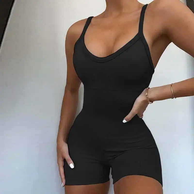 2021 летний модный женский стиль комбинезон без рукавов сексуальные глубокие