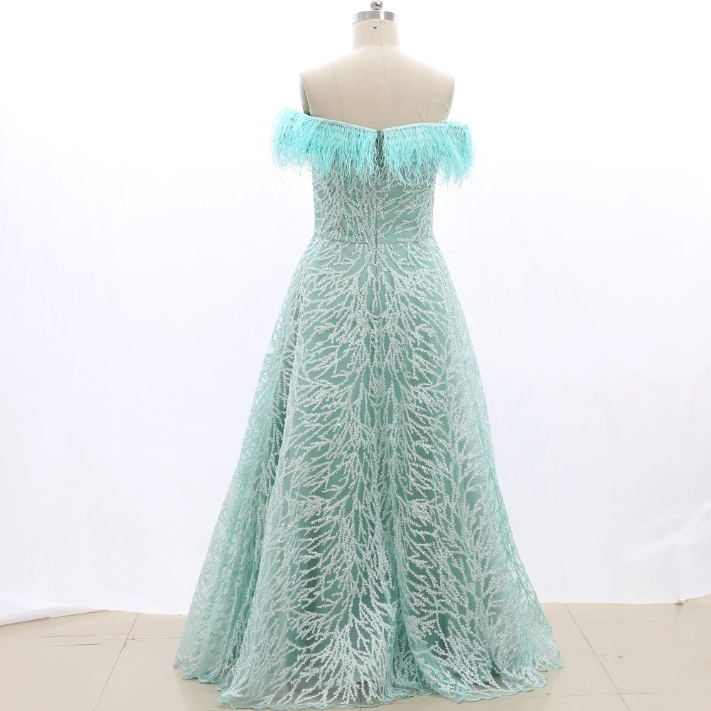 Kisswhite bridal Stock Clean Green Long Prom Dresses off The Shoulder arabic Party Gown 20210222-020