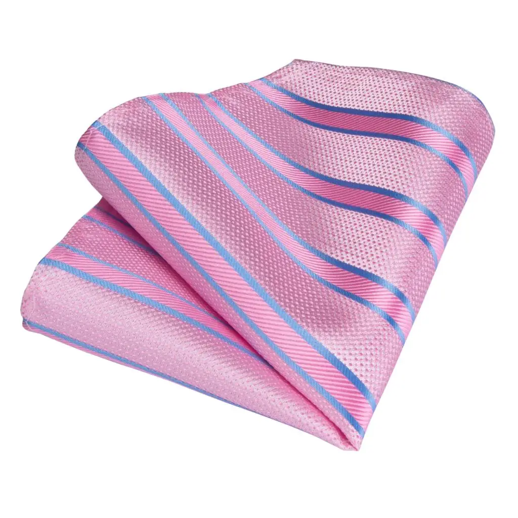 Мужской галстук розовый синий полосатый Свадебный для мужчин Запонки Hanky