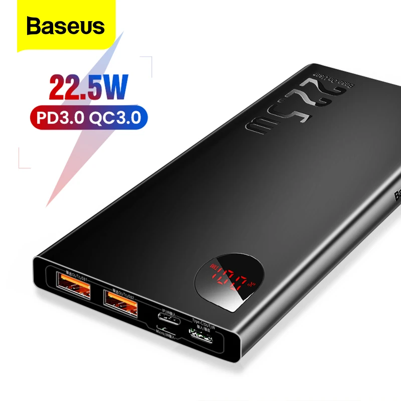 Блок питания Baseus 5A SCP с быстрой зарядкой внешний портативный аккумулятор 3 0 USB C PD