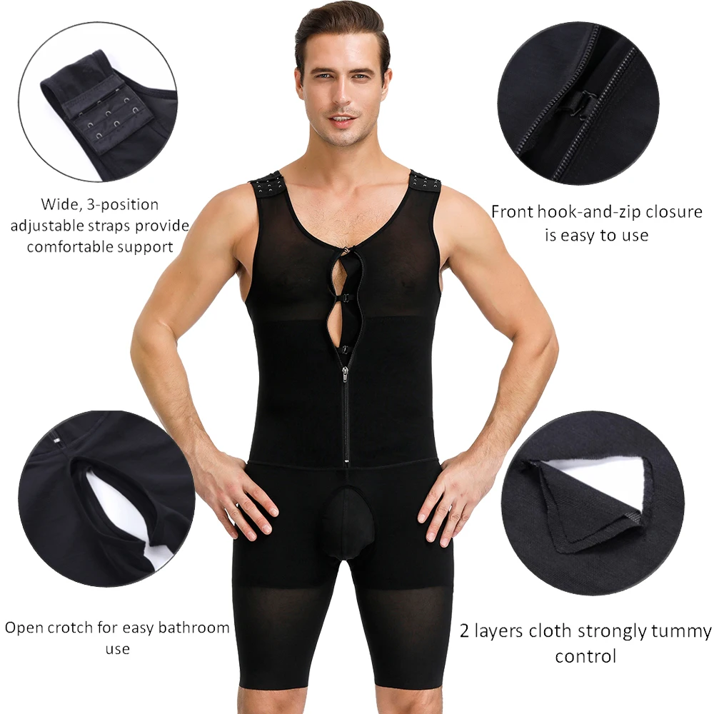 HEXIN мужской утягивающий корсет для тела на молнии и крючках жилет Утягивающее
