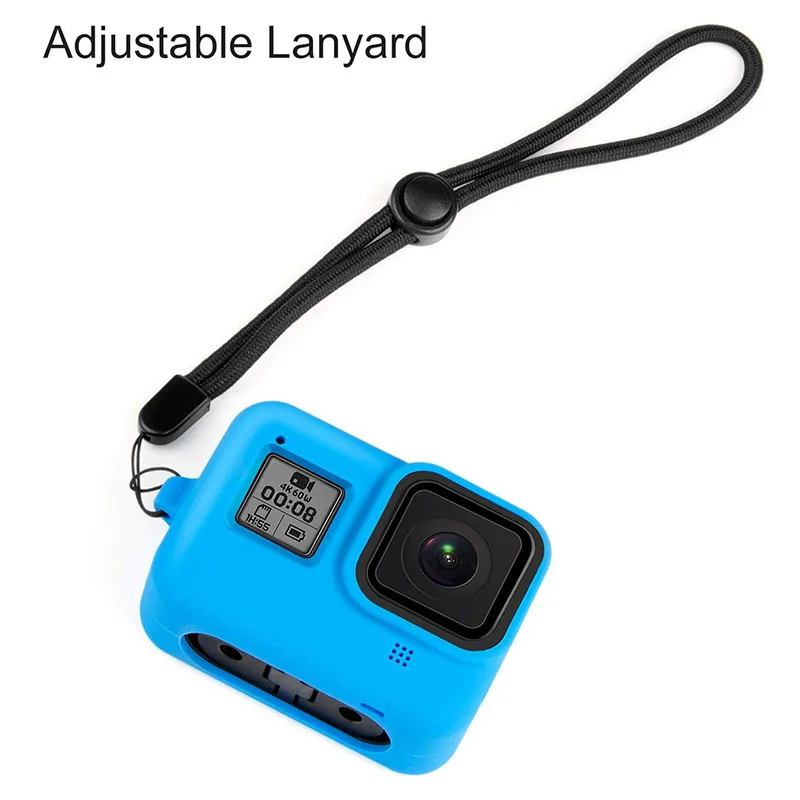 Фото Мягкий силиконовый чехол для корпуса Gopro Hero 8 черный защитный с ремешком комплект Мягкий силиконовый чехол для корпуса Gopro Hero 8 черный защитный с ремешком комплект