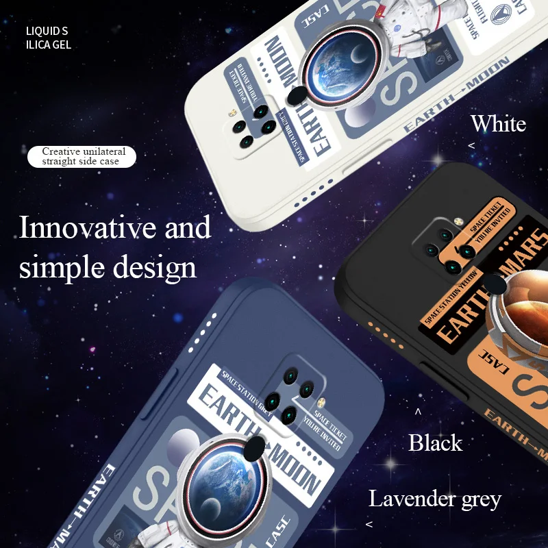 Moon Exploration Phone Case For Xiaomi Redmi Note 10 10S 9T 9 8 7 Pro MAX Redmi 10 9 9A K40 K40pro K30 K20 Liquid Silicone Cover