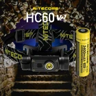Налобный фонарь NITECORE HC60 V2, 1200 люмен, 180 , регулируемый фонарик с батареей 3400 мАч 18650