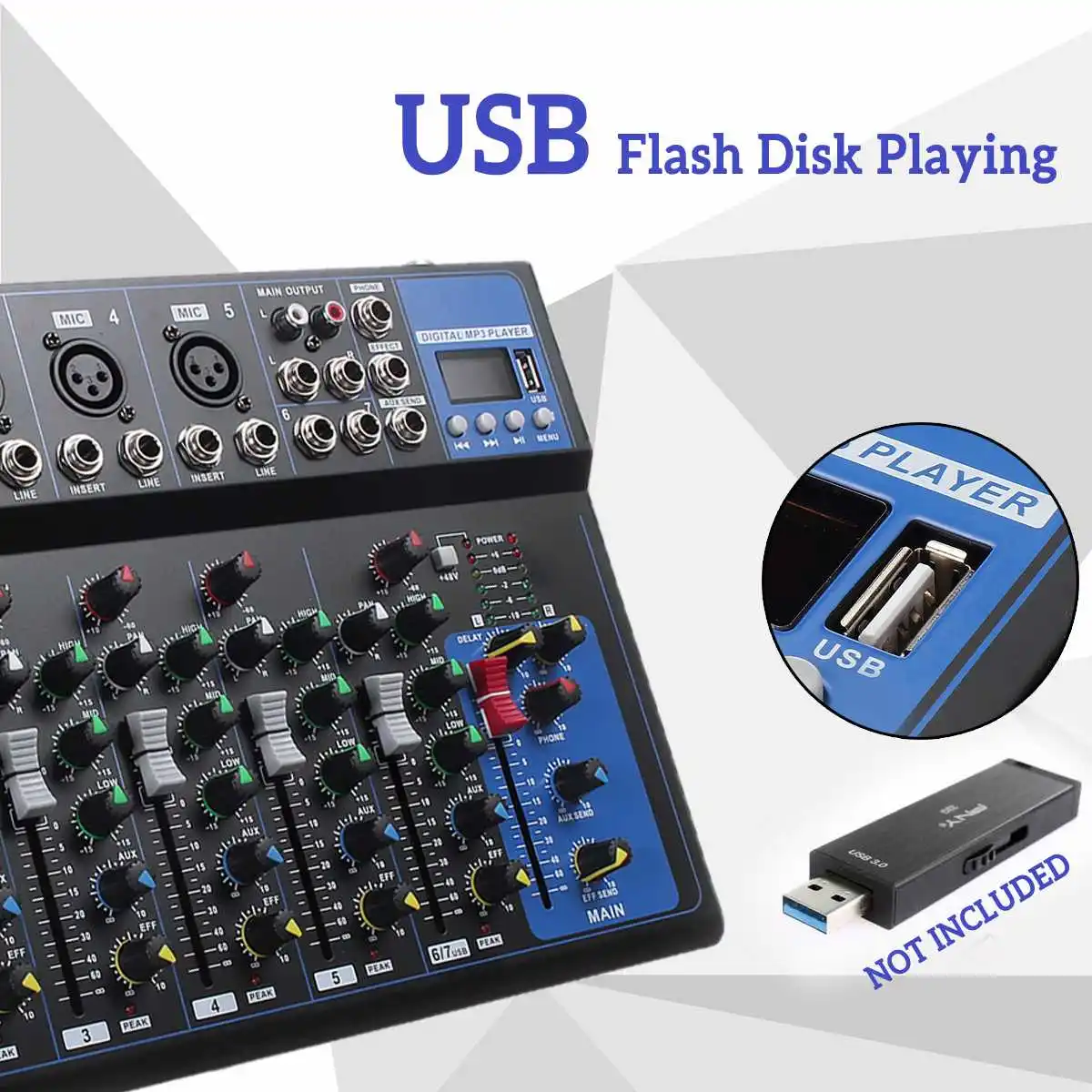 LEORY Bluetooth аудио Миксер с USB диджейский звуковой микшерный пульт MP3 Jack 7 канальный