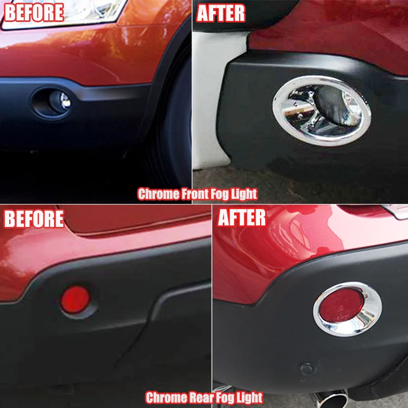 Для Nissan Qashqai/Dualis J10 2007-2009 хромированные передние и задние противотуманные фары