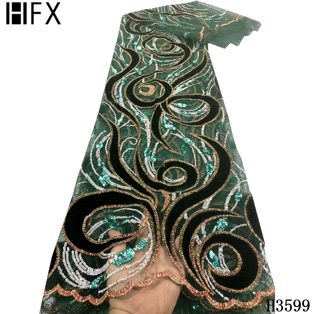 Африканская бархатная кружевная ткань HFX 2021 высококачественное кружево