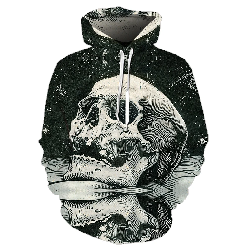 

2021 New Arrivals Skull Hoodies Men's Long Sleeve Sweatshirt Fashion Casual Hoodie Mens Pullover Top With Hoody Black Hoodie