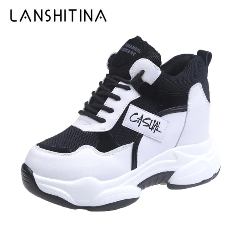 Весенняя женская повседневная обувь на скрытом каблуке Кроссовки толстой