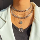 Винтажный многослойный чокер DAXI с монетами, ожерелье для женщин, золотой, серебряный цвет, модная массивная цепочка с портретом, ожерелья, ювелирные изделия