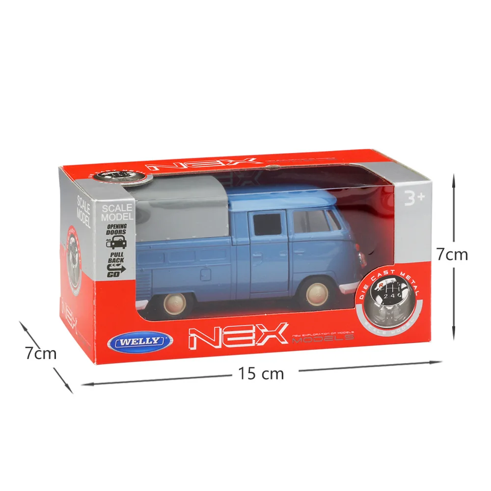 Welly 1:36 Original box VW T1 Pick up Truck Blue Pull BackCar Diecast Car Model Toy Vehicle Models Kids | Игрушки и хобби