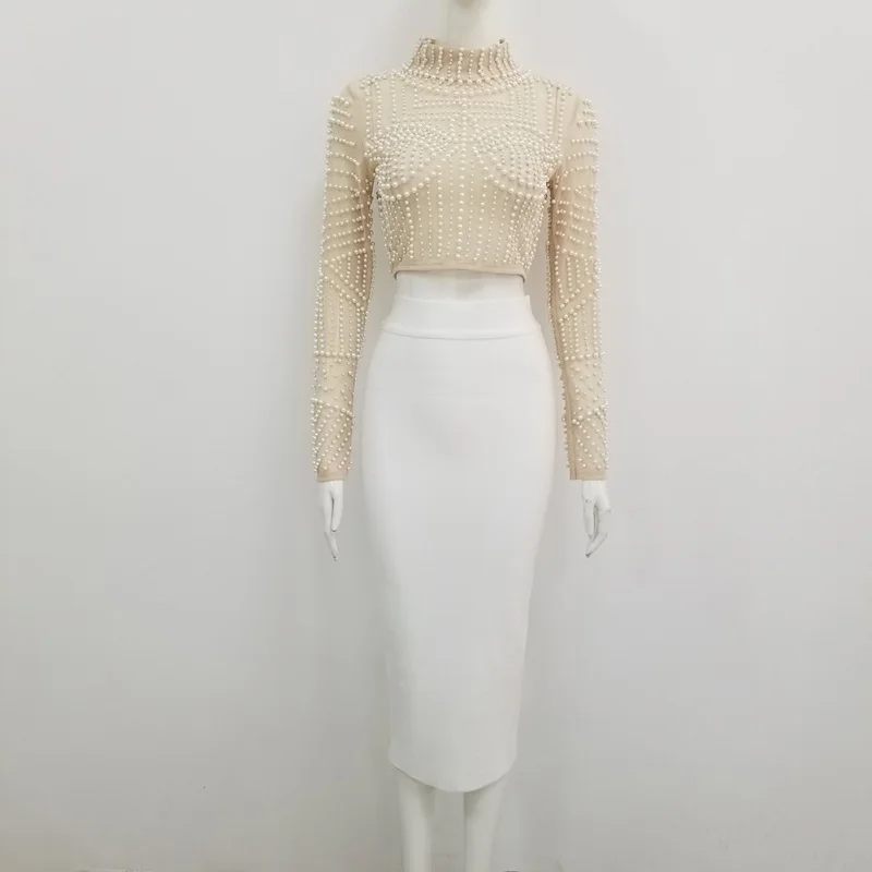 Женский комплект из 2 предметов короткий топ с длинным рукавом и высоким