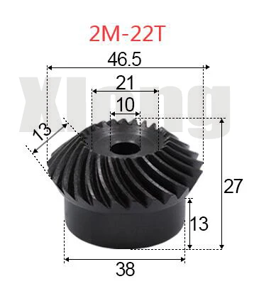 

2pcs 2M-22Teeths Inner Hole: 10mm Precision Spiral Bevel Gear Spiral Bevel Gear