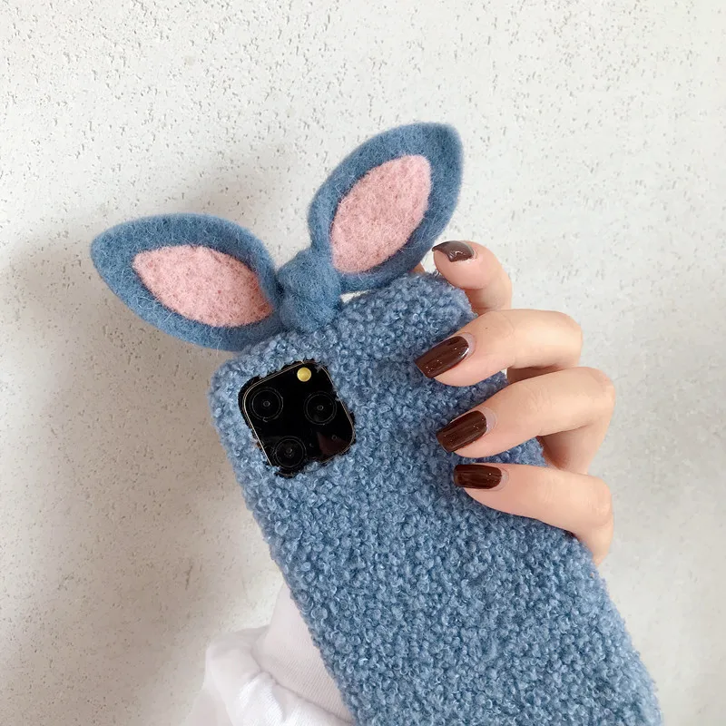 Милый плюшевый чехол для телефона с рисунком iphone 7 8 plus X Xs Max XR 11 pro max Модный зимний