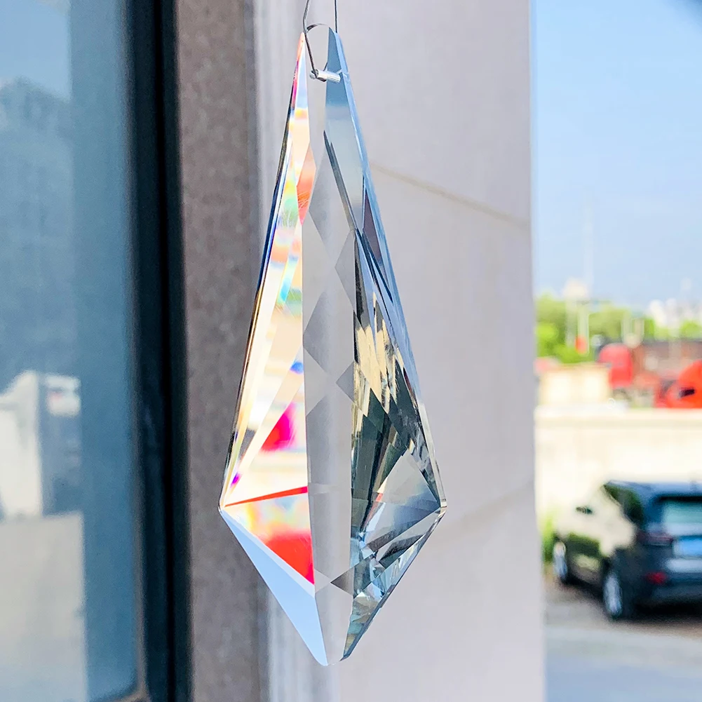 120mm Long Horn Clear Crystal Prism Chandelier Parts Hanging Suncatcher Pendant Rainbow Maker DIY Home Wedding Decor Accessories