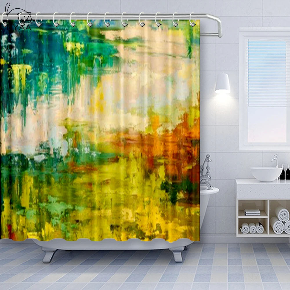 Vixm серый и желтый занавеска для душа гранж уличный стиль рисунок кисточкой
