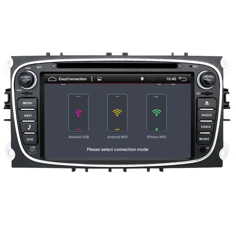 Eunavi 2 din Android 9 0 Восьмиядерный автомобильный dvd плеер gps Navi для Ford Focus Galaxy с аудио