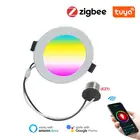 Умный светодиодный светильник ZigBee 3,0 с регулировкой яркости, RGB, унитаз, потолочный Точечный светильник, лампа, работает с Alexa Google Home Assistant Smartthings