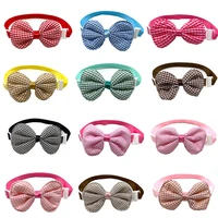 50pcs small dog puppy products bow tie lattice style pet dog bowtie collar small dogs grooming accessories pet dog bowties