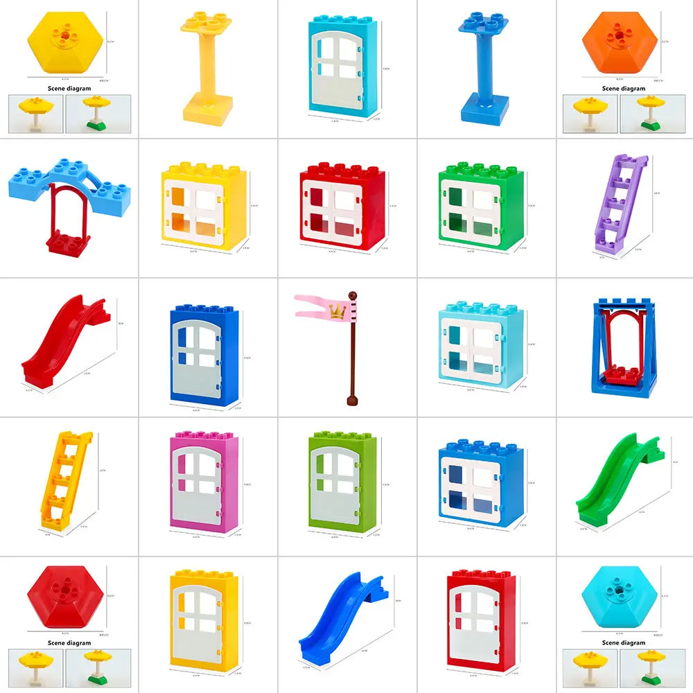 Duploed большой размер большие частицы строительные блоки аксессуар забор