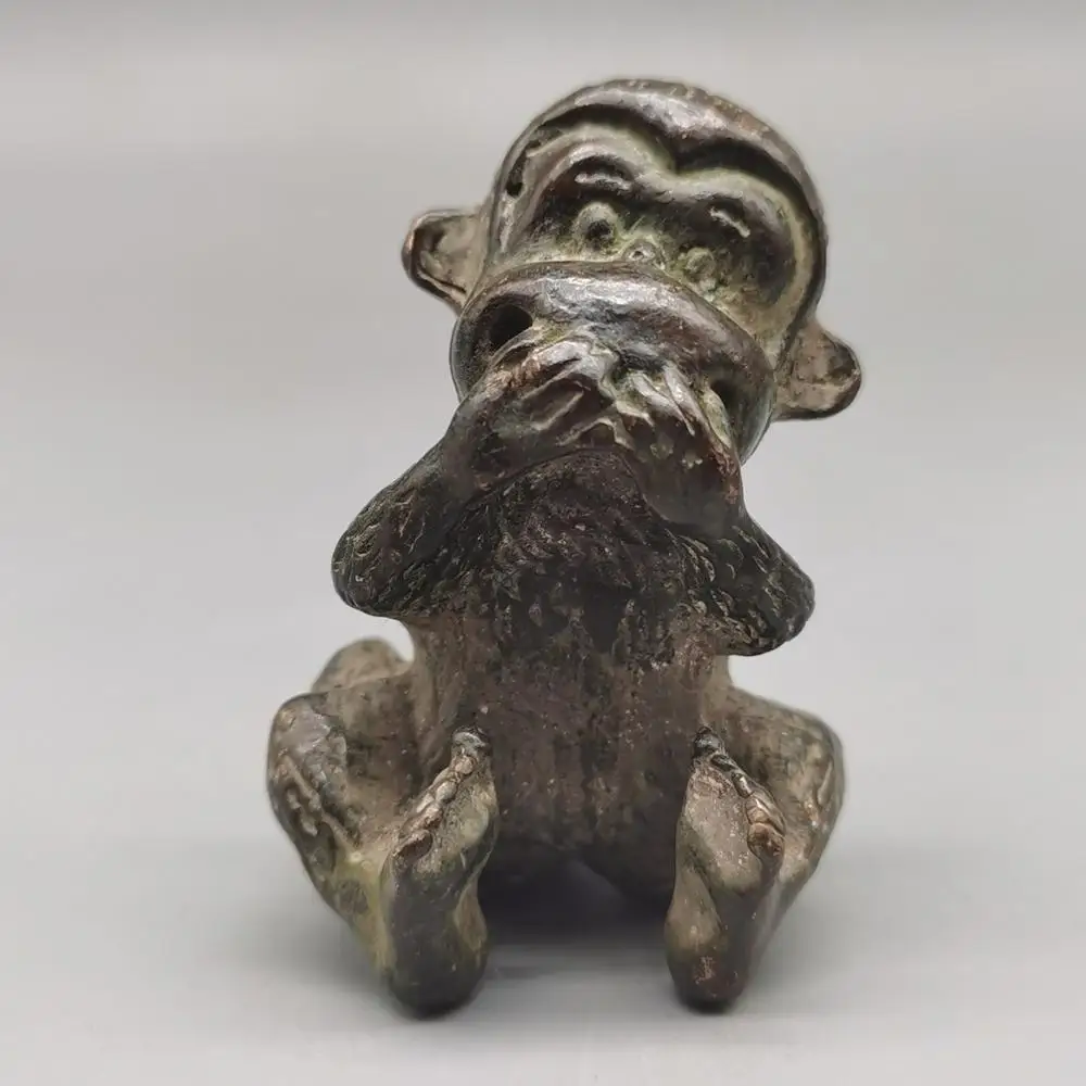 

Китайская античная латунь фэншуй маленькая фигурка обезьяны не слушайте взгляд говорят, что металлические поделки, семейный декор, украшения