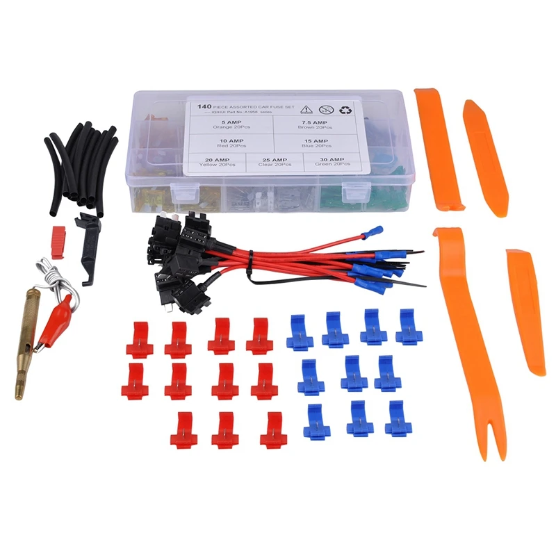 140 шт. набор предохранителей для автомобиля мотоцикла грузовика 5A 7.5A 10A 15A 20A 25A 30Amp