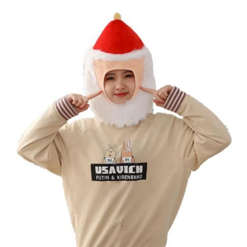 

Cartoon Full Cover Headgear Big Beard Warm Hat Halloween Prop Doll Toy Cosplay