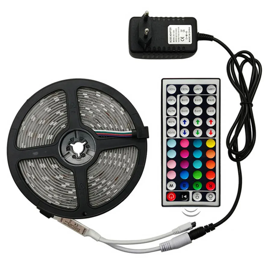 BEKCMTH RGB Светодиодная лента светильник SMD2835 5050 5 м 10 м Водонепроницаемая RGB лента DC12V Светодиодная лента s лампа с ИК-пультом дистанционного управления