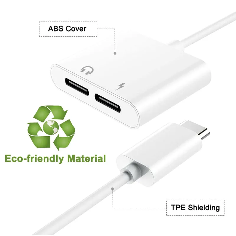 Тип-c цифровой аудио конвертер 2 в 1 разъем для наушников сплиттер адаптер быстрой