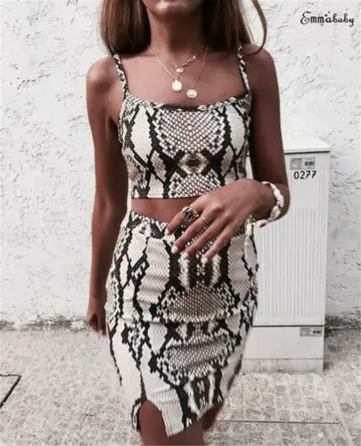 Комплект из двух предметов женская сексуальная летняя одежда с принтом змеиной