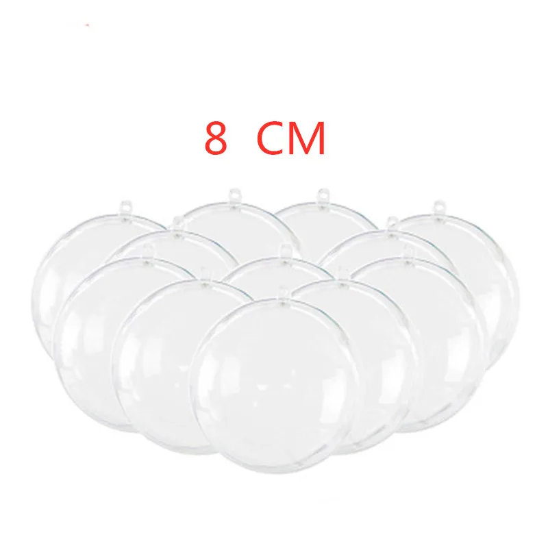 1 PC 8CM Round 1 шт 6/8/10 см прозрачная открывающаяся задняя крышка для Пластик сердце на Рождество для девочек, купальная одежда украшения шар ясный орнамент из бамбука подарок коробка подарка украшения - Цвет: 1 PC 8CM Round