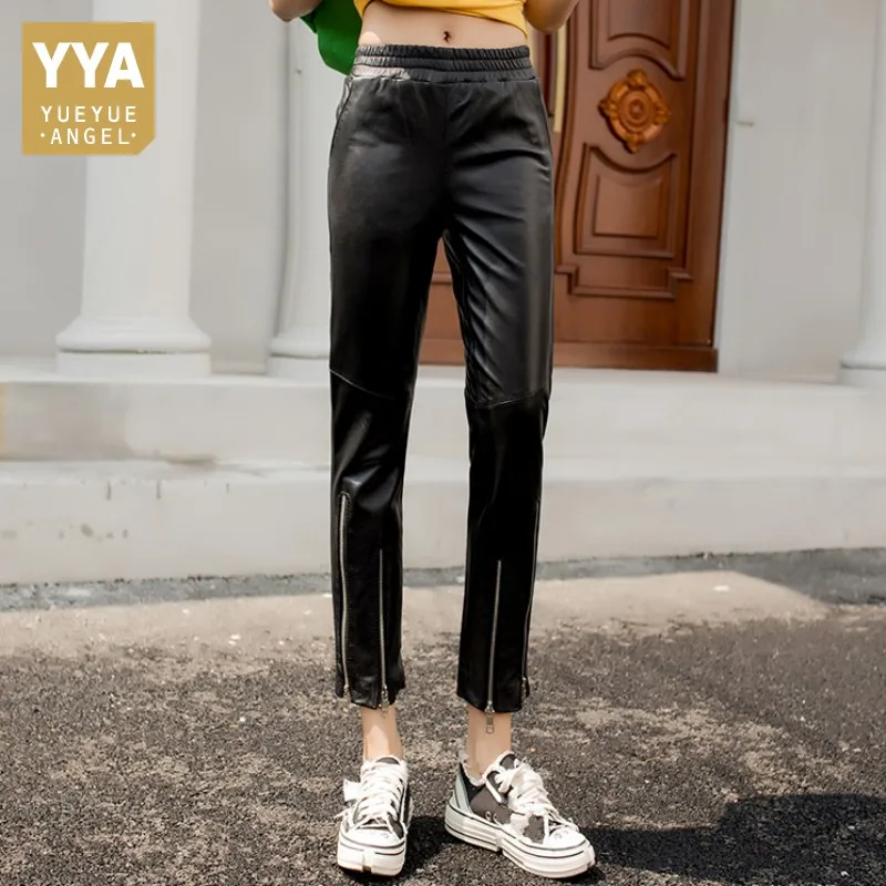 Женские брюки-карандаш до щиколотки дизайнерские брюки из натуральной овечьей